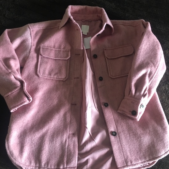 H&M Shirt jacket Shacket wool blend pink XS - Picture 3 of 4